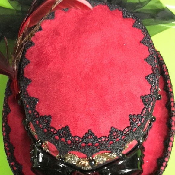 New! STEAMPUNK maroon with lace and glasses . main image 4